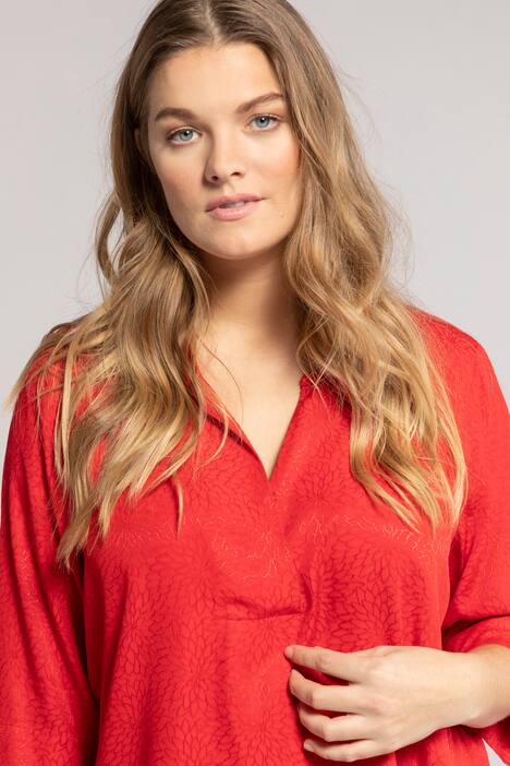 Tunika, Zierfalte, 3/4-Ärmel, Blüten-Jacquard