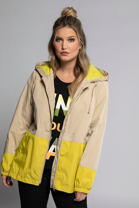 Funktionsjacke, Colorblocking, wasserabweisend, Kapuze