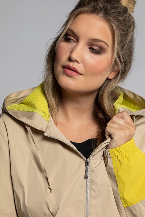 Funktionsjacke, Colorblocking, wasserabweisend, Kapuze