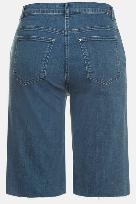 Jeans-Bermuda, Fransensaum, gerade Hose, Biobaumwolle