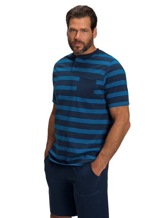Pyžamo, pruhované tričko, jednobarevné šortky, do 8 XL