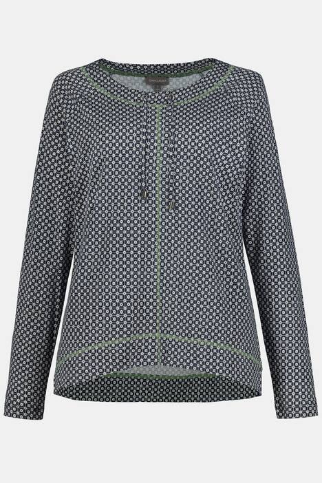T-Shirt, Rundhals, Langarm, Ziernähte, Minimalmuster
