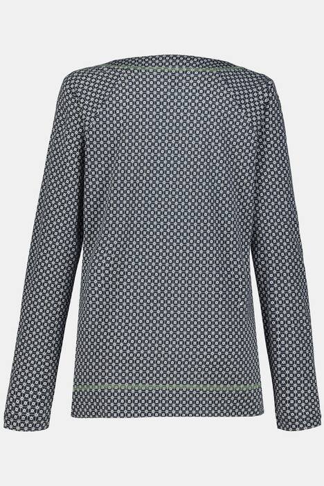 T-Shirt, Rundhals, Langarm, Ziernähte, Minimalmuster