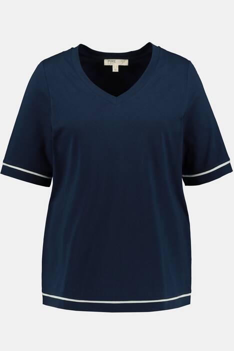 T-Shirt, Streifen-Abschlüsse, Halbarm, Biobaumwolle