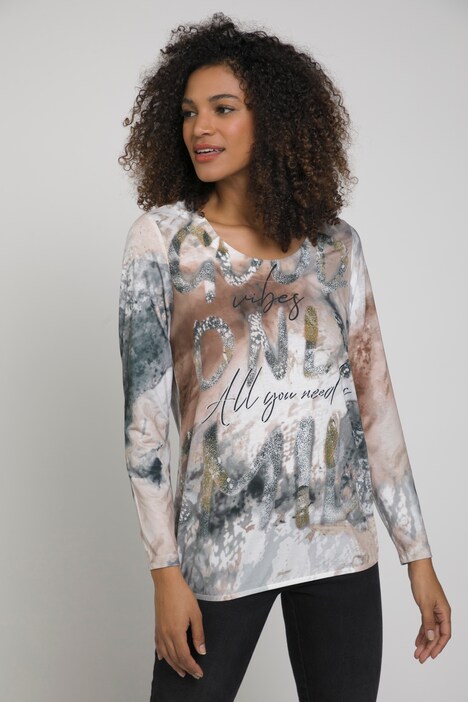 Shirt, Schriftdruck, Gummisaum, Langarm