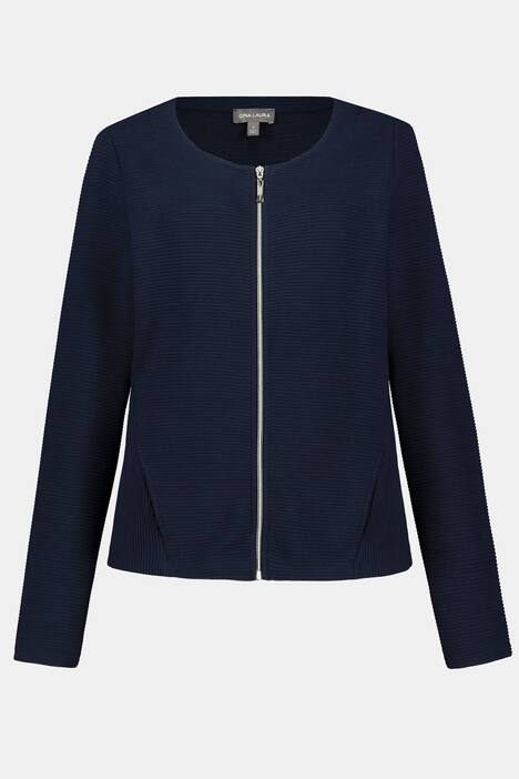 Jacquard-Jacke, Rundhals, Ottoman-Rippstruktur