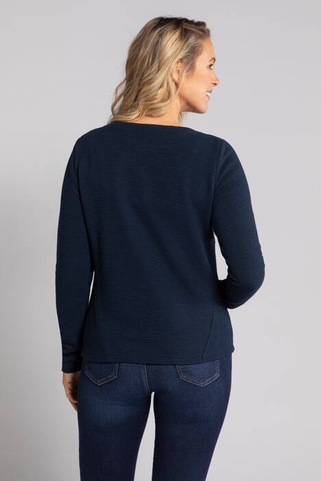 Jacquard-Jacke, Rundhals, Ottoman-Rippstruktur