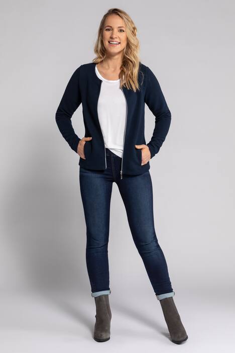 Jacquard-Jacke, Rundhals, Ottoman-Rippstruktur