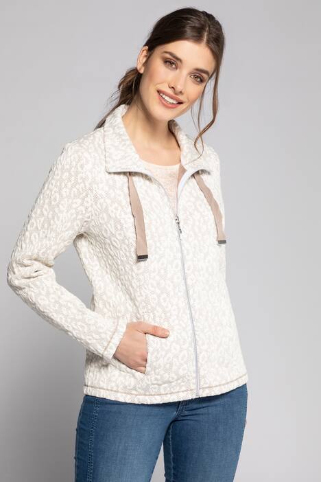 Sweatjacke, Leostruktur, Stehkragen, Langarm