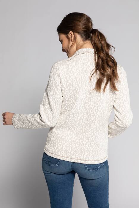 Sweatjacke, Leostruktur, Stehkragen, Langarm