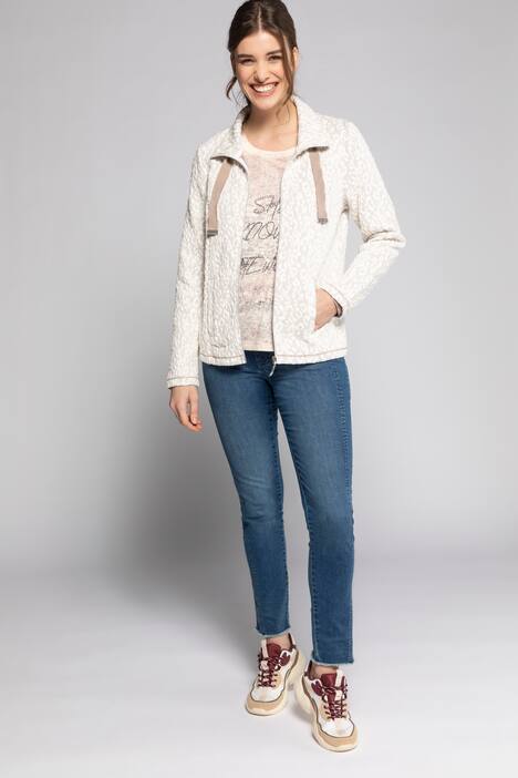 Sweatjacke, Leostruktur, Stehkragen, Langarm