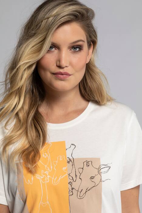 T-Shirt, Giraffe, Relaxed, Rundhals, Halbarm