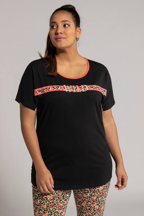 Pyjama-Shirt, Animalstreifen, Oversized, Biobaumwolle