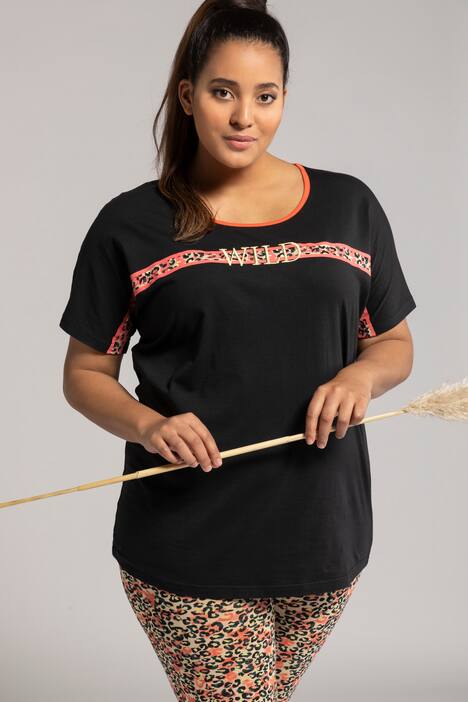 Pyjama-Shirt, Animalstreifen, Oversized, Biobaumwolle