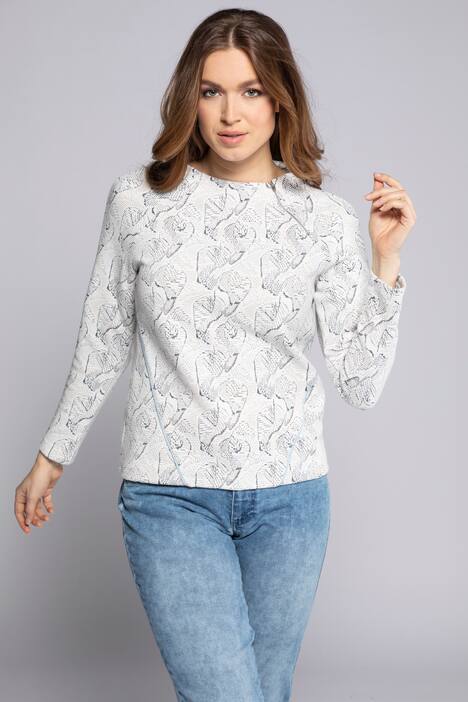 Sweatshirt, Jacquard-Muster, Stehkragen, Zipper, Langarm