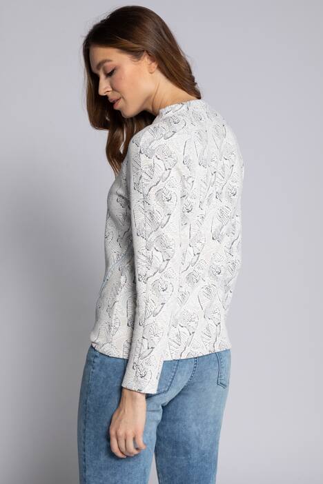 Sweatshirt, Jacquard-Muster, Stehkragen, Zipper, Langarm