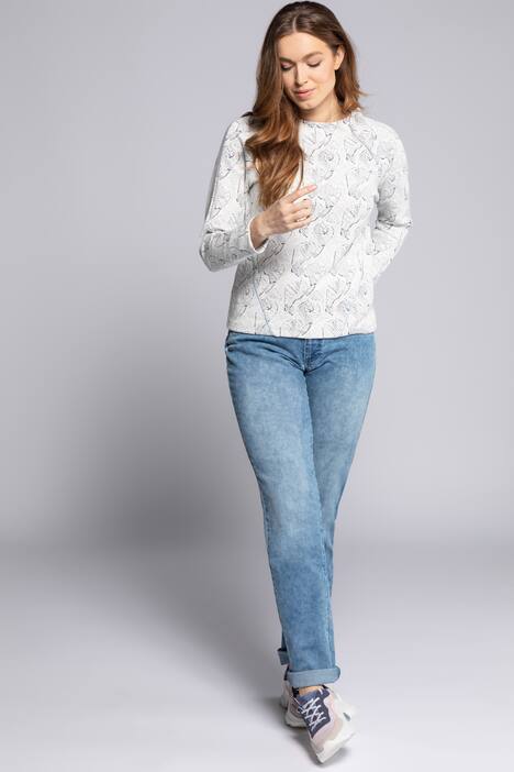 Sweatshirt, Jacquard-Muster, Stehkragen, Zipper, Langarm