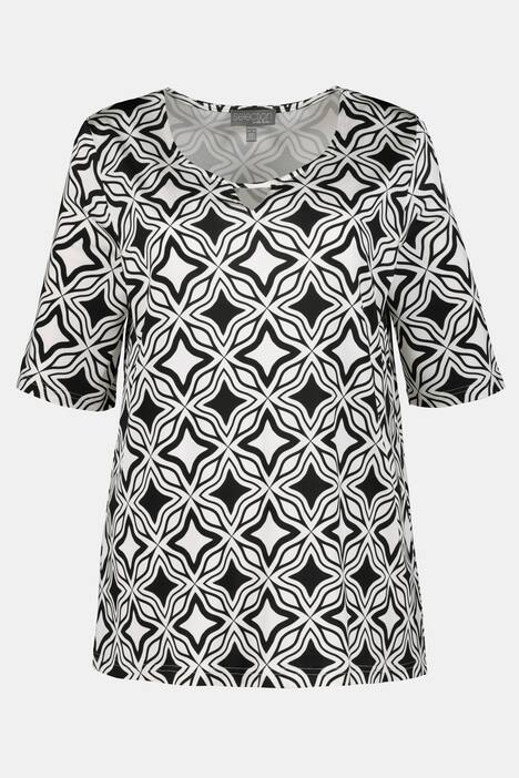 Slinkyshirt, Rundhals, Aussparung, Halbarm, Sternen-Design