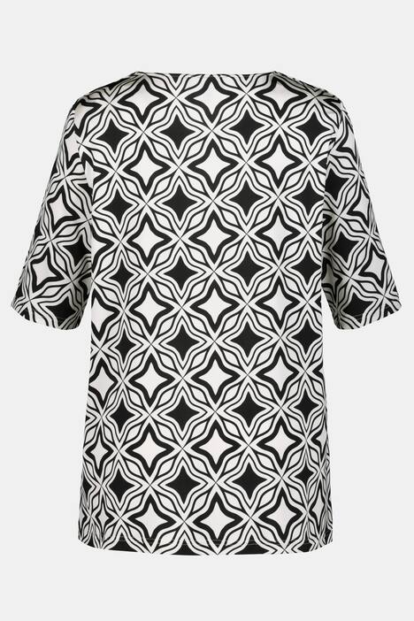 Slinkyshirt, Rundhals, Aussparung, Halbarm, Sternen-Design