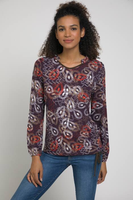Shirt, Mustermix, V-Ausschnitt, Langarm