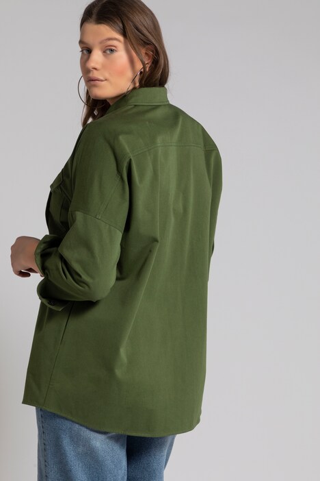 Utility Hemd, oversized, Hemdkragen, Langarm, Brusttaschen