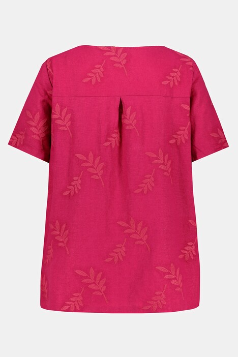 Tunique, lin, oversize, manches courtes, broderie