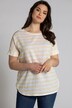 Stripe Round Neck Short Sleeve Linen Blend Shirt
