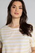 Stripe Round Neck Short Sleeve Linen Blend Shirt