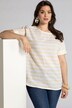 Stripe Round Neck Short Sleeve Linen Blend Shirt