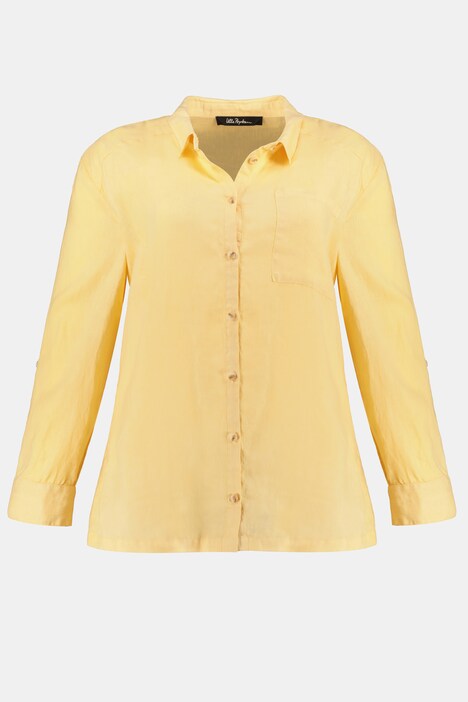 Leinenbluse, Oversized, Langarm, Krempelriegel