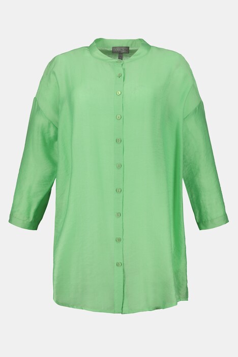 Bluse, oversized, transparent, 3/4-Ärmel, Streifen