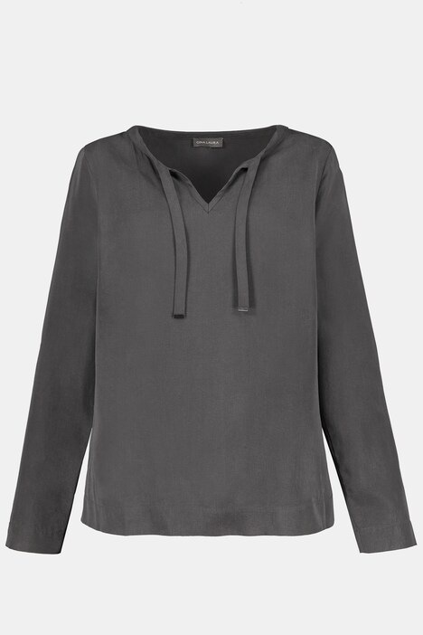 Bluse, Tunika-Ausschnitt, Langarm, Cupro-Qualität