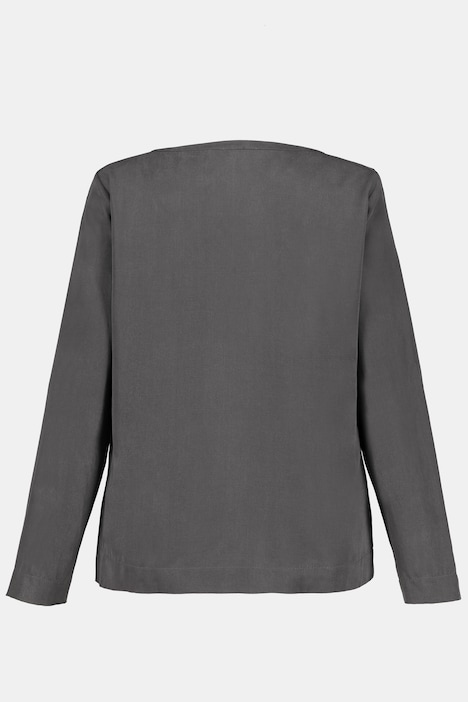Bluse, Tunika-Ausschnitt, Langarm, Cupro-Qualität