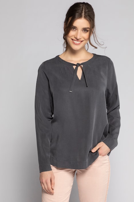 Bluse, Tunika-Ausschnitt, Langarm, Cupro-Qualität