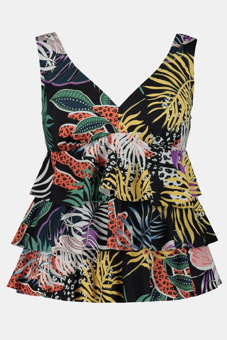 Tankini, Dschungel, längeres Top, Volants, Softcups