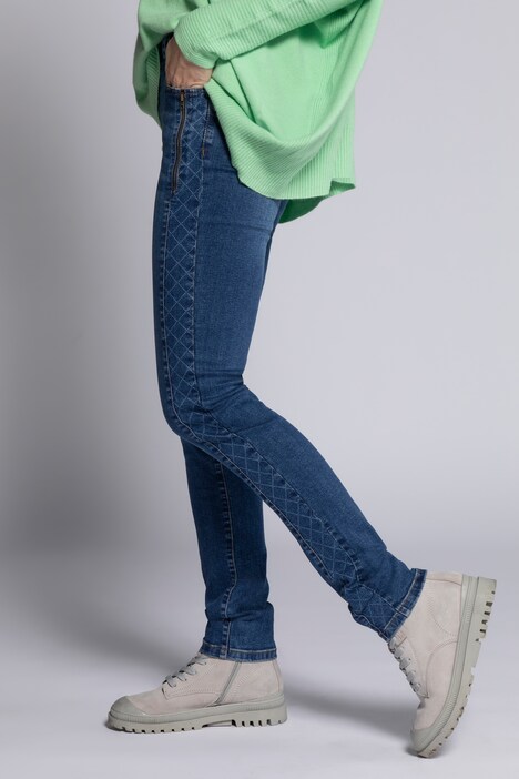 Jeans Julia, Rhomben-Einsatz, Zipper, schmales Bein