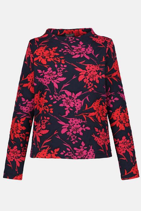 Sweatshirt, Blütenmuster, Stehkragen, Langarm