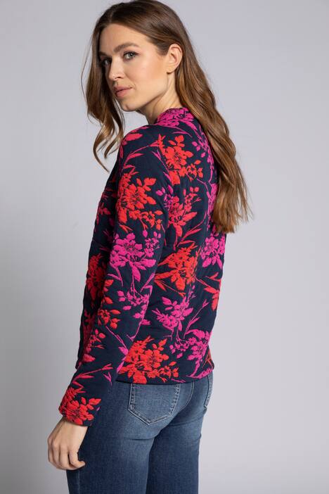 Sweatshirt, Blütenmuster, Stehkragen, Langarm