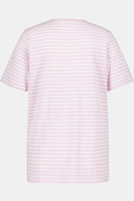 Camiseta de pijama, rayas, cuello redondo, media manga, algodón orgánico