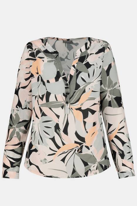 Bluse, Dschungeldruck, Stehkragen, Langarm