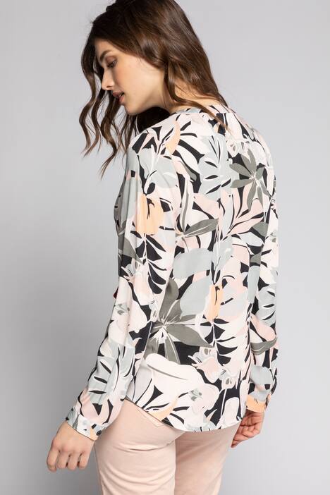 Bluse, Dschungeldruck, Stehkragen, Langarm