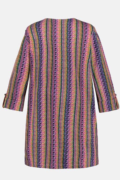Plum Tones Stripe Faux Roll Sleeve Knit Tunic