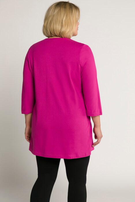 Zipper Neckline Cotton Knit Tunic