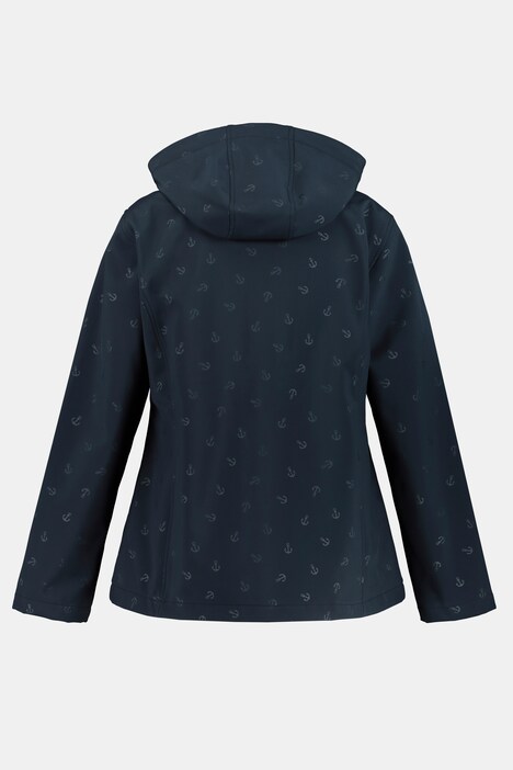 Softshelljacke, Ankermuster, Kapuze, 2-Wege-Zipper