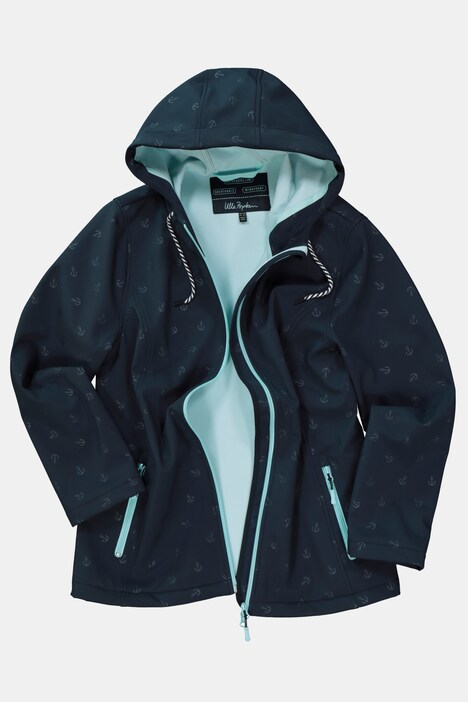 Softshelljacke, Ankermuster, Kapuze, 2-Wege-Zipper