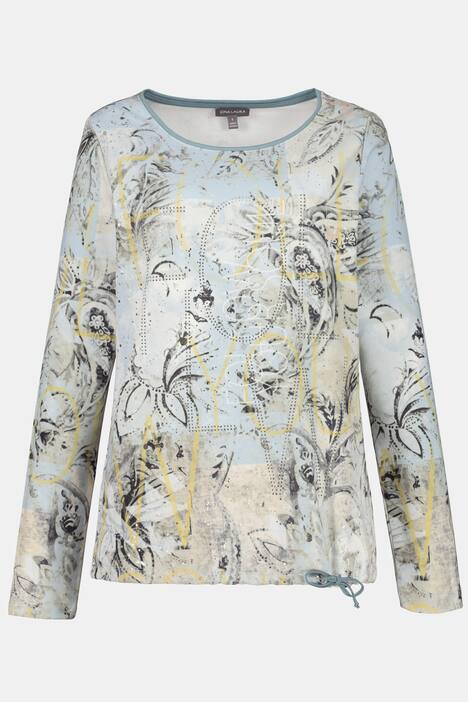Sweatshirt, Muster, Saum-Tunnelzug, Rundhals, Langarm
