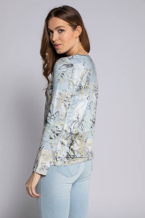 Sweatshirt, Muster, Saum-Tunnelzug, Rundhals, Langarm