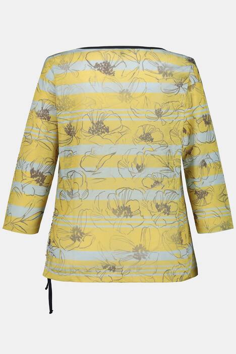 Shirt, seitliche Raffung, Muster, Rundhals, Halbarm