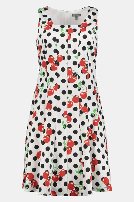 Rockabilly-Kleid, Punkte, Kirschen, Carree-Ausschnitt