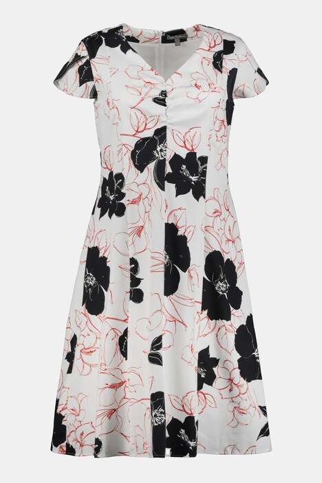 Vintage-Kleid, Blütenmuster, A-Linie, Cup-Ärmel